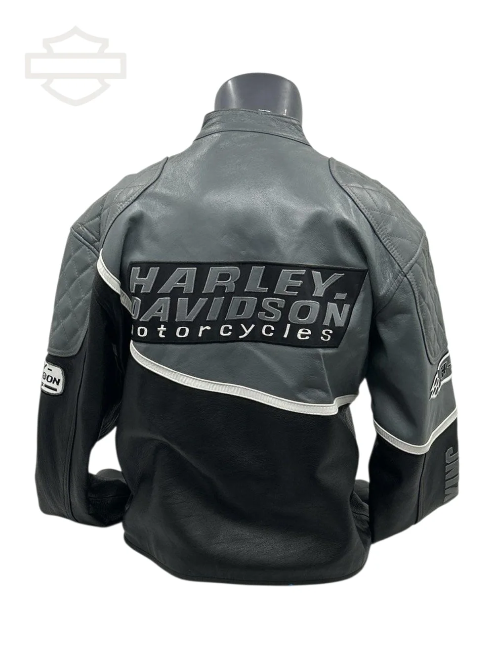 Harley-Davidson Road King Black and Gray Leather Riding Jacket - Picture 3 of 15